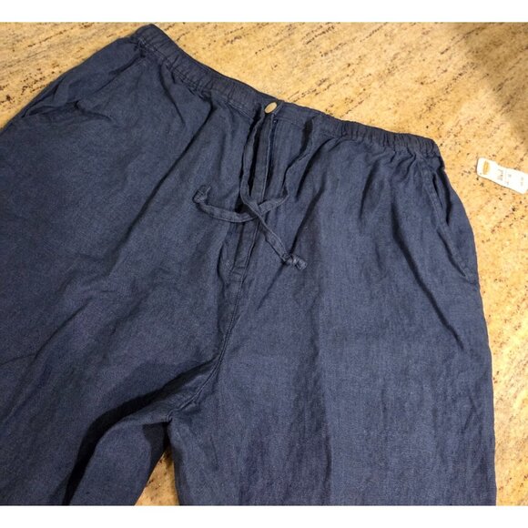 New! Y2K VTG Talbots Women M Irish Linen Pants Drawstring Elastic Waist Coastal - Picture 7 of 14